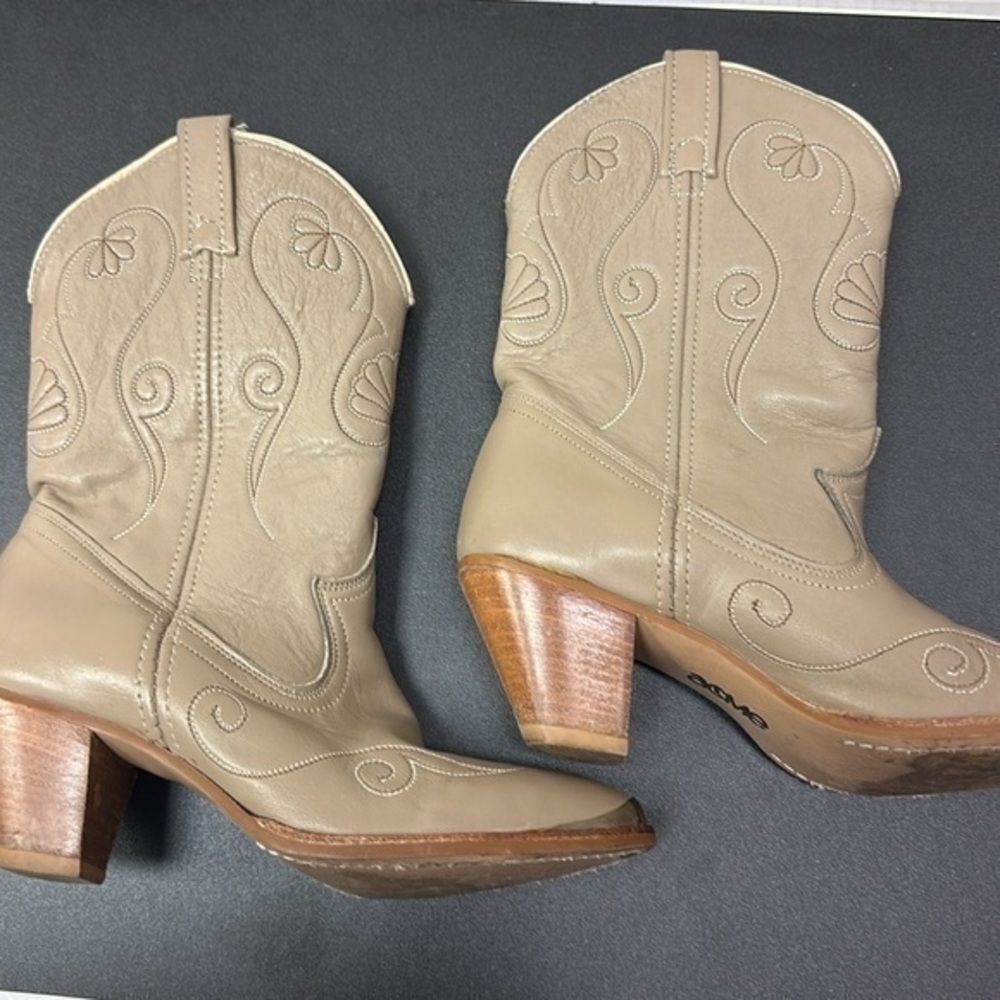 Vintage women’s Acme genuine leather pointed toe embroidered boots size 6M